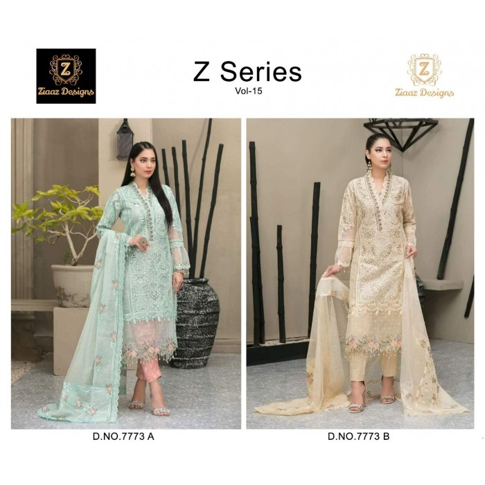 Ziaaz Z Series Vol 15 Organza Cutwork Pearl Pakistani Salwar Suits